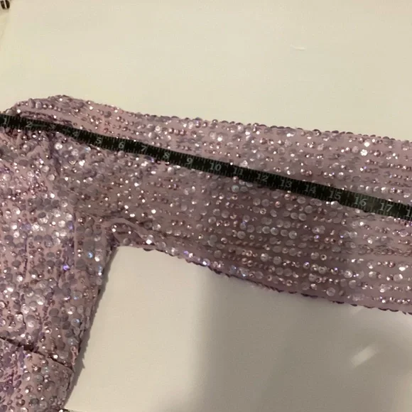 NWT Mac Duggal Size 8 Linear Sequin Long Sleeve Evening Dress - Picture 10 of 12